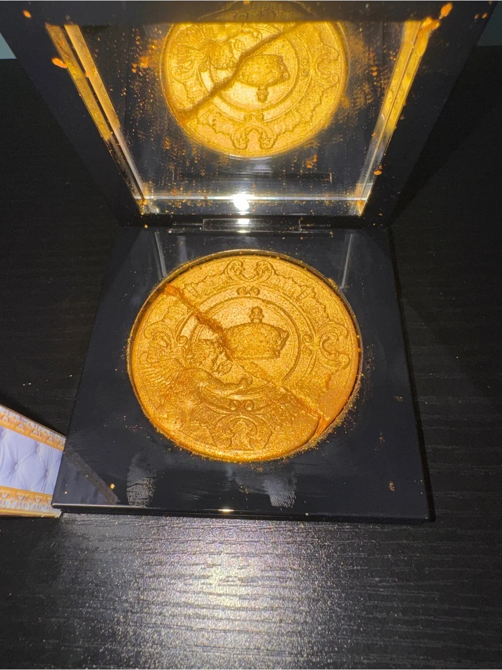 Pat McGrath Labs Bridgerton Collab Gold Face Powder Compact with Decorative Box